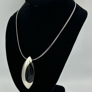 Mix Culture Silver & Black Pendant Necklace